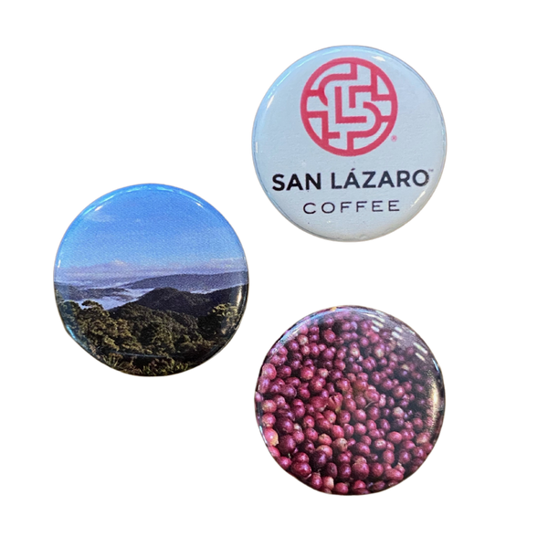 San Lazaro Coffee Button Pin